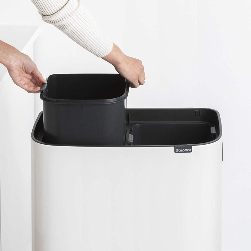 Бак для сміття з 2 відрами (об'єм 2х30 л) Brabantia Bo Touch Bin Hi, білий (130601)