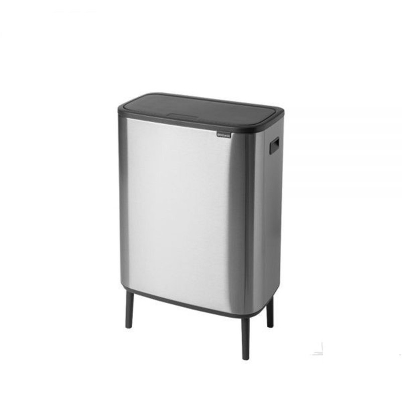 Бак для сміття з 2 відрами (об'єм 2х30 л) Brabantia Bo Touch Bin Hi, сріблястий (130649)