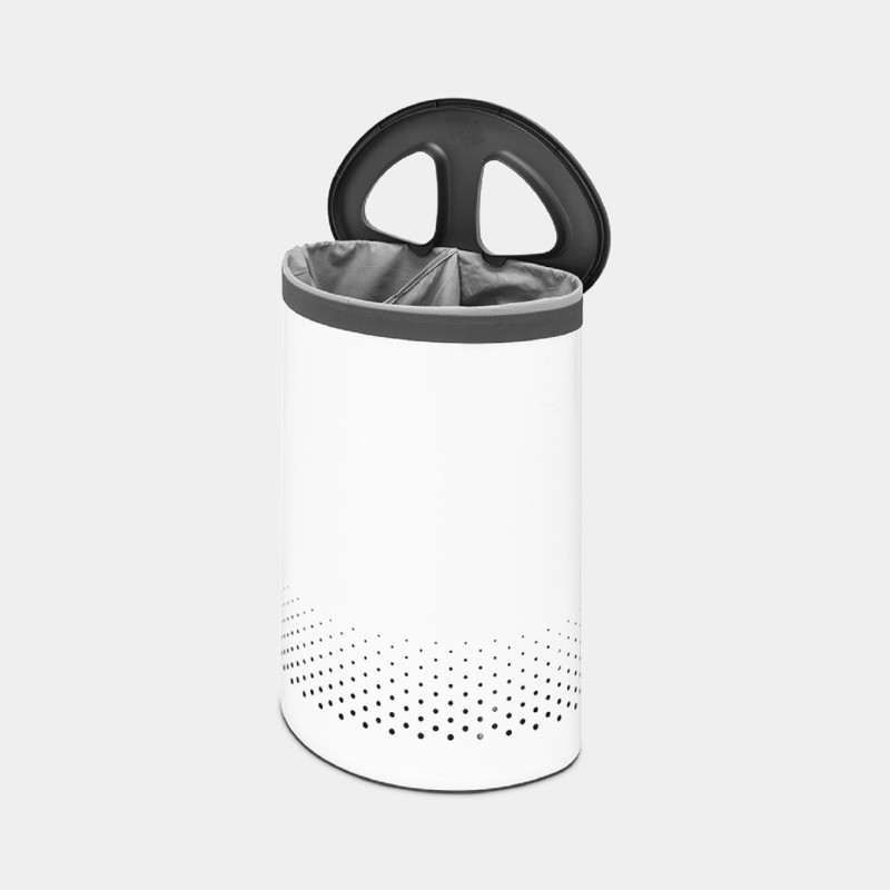 Бак для білизни двосекційний Brabantia Laundry Bin, об'єм 55 л, білий із сірим (304903)