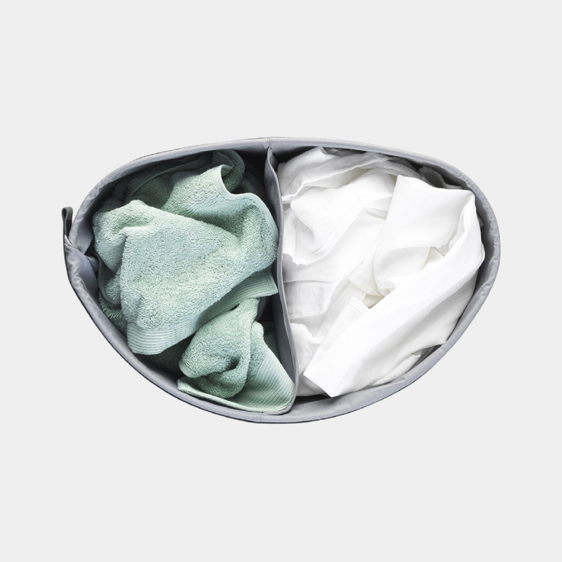 Бак для білизни двосекційний Brabantia Laundry Bin, об'єм 55 л, білий із сірим (304903)