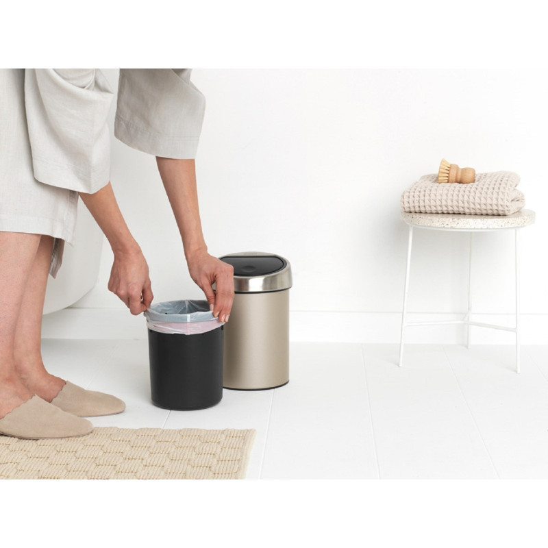 Бак для сміття Touch Bin Brabantia, об'єм 3 л, бежевий шампань (304668)