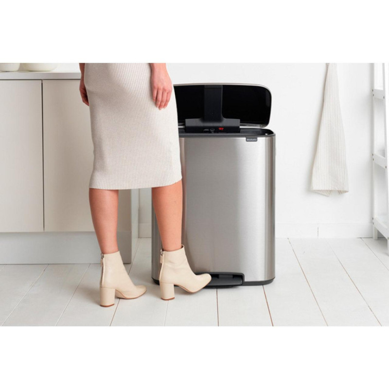Бак для сміття Brabantia Bo Pedal Bin двосекційний 2х30 л Сталевий матовий (211461)