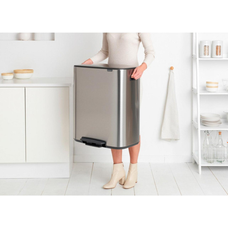 Бак для сміття Brabantia Bo Pedal Bin двосекційний 2х30 л Сталевий матовий (211461)