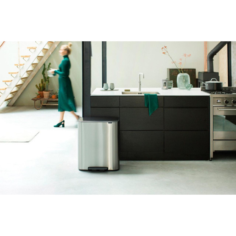 Бак для сміття Brabantia Bo Pedal Bin двосекційний 2х30 л Сталевий матовий (211461)