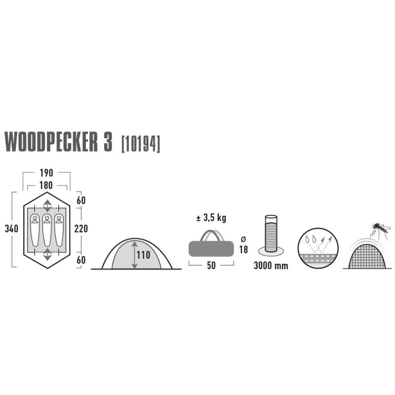 Палатка High Peak Woodpecker 3 Pesto/Red (10194)