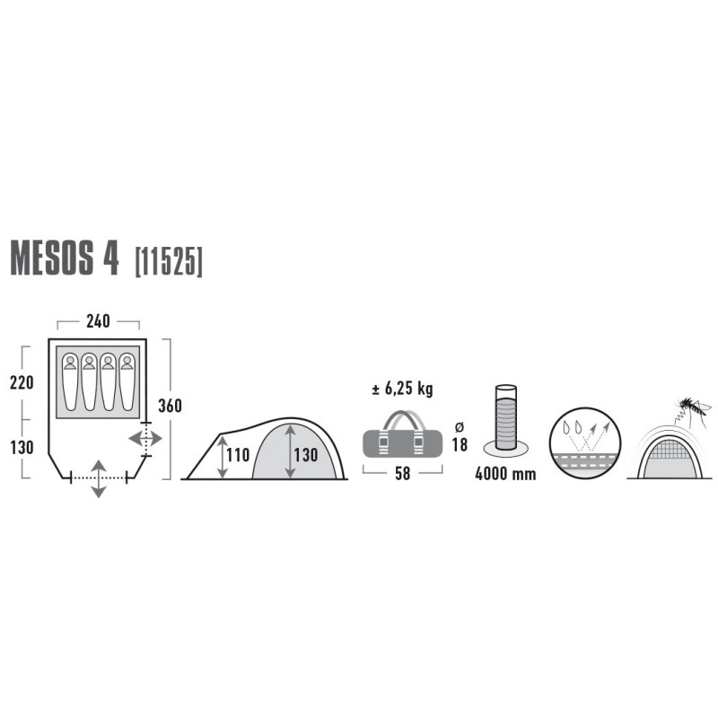 Намет High Peak Mesos 4 Dark Grey/Green (11525)