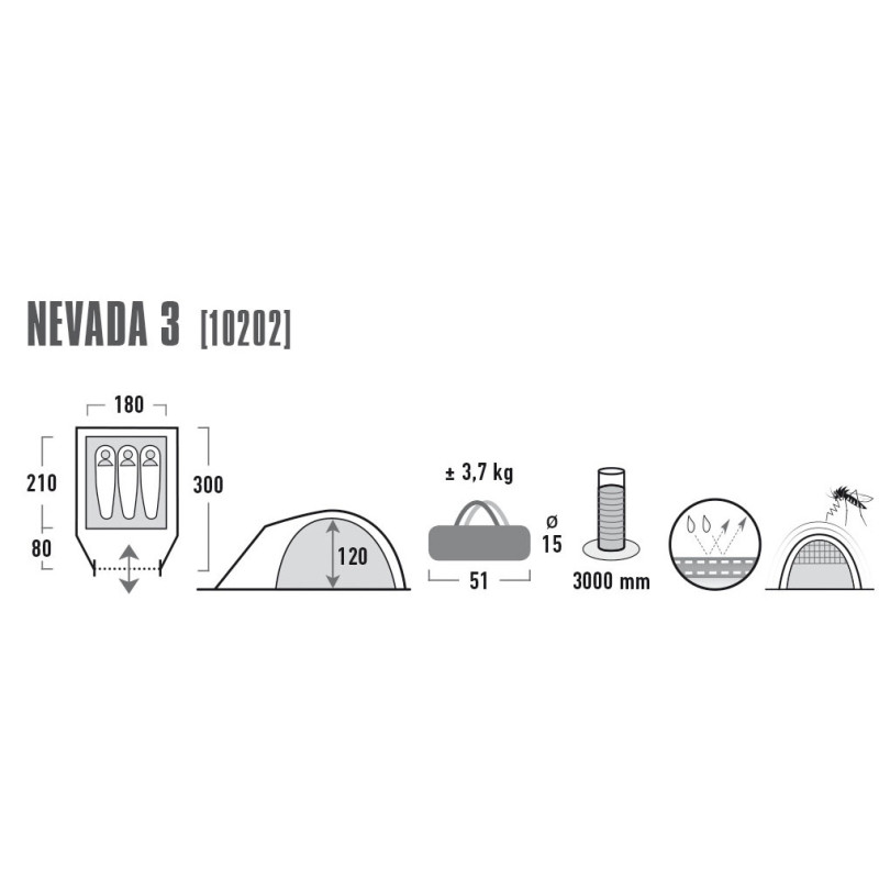 Палатка High Peak Nevada 3 Dark Grey/Red (10202)