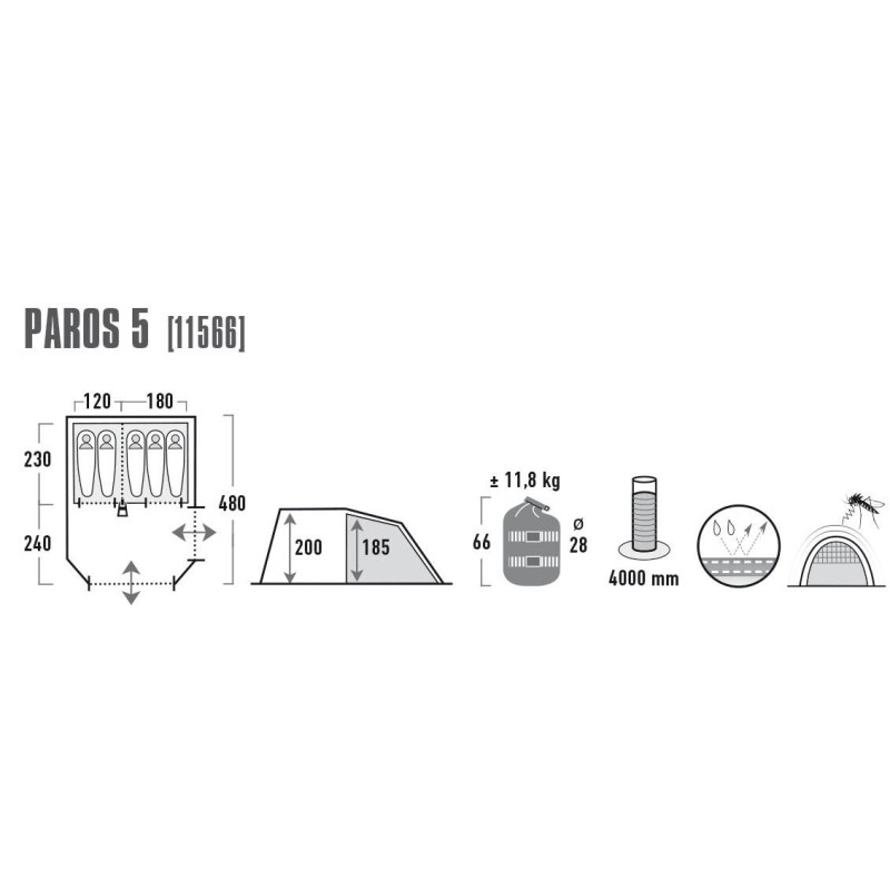 Намет High Peak Paros 5 Dark Grey/Green (11566)
