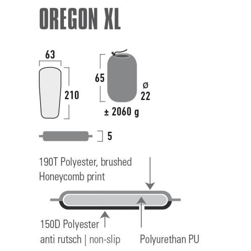 Коврик самонадувающийся High Peak Oregon XL 5 cm Citronelle (41126)