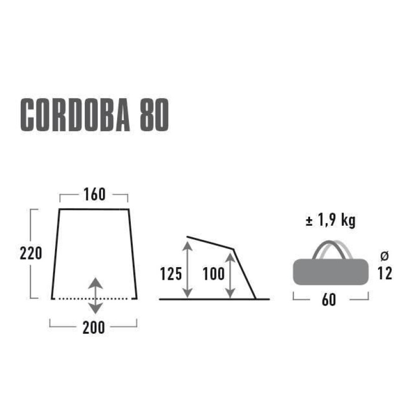 Намет High Peak Cordoba 80 Aluminium/Dark Grey (10137)