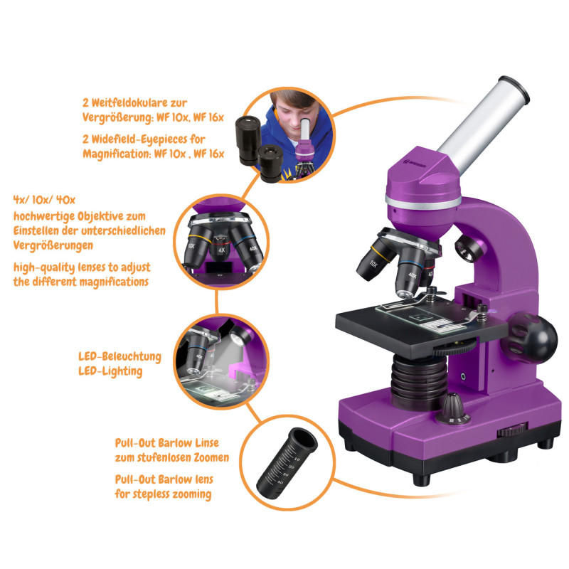 Мікроскоп Bresser Biolux SEL 40x-1600x Purple із адаптером для смартфона (8855600TJ5000)