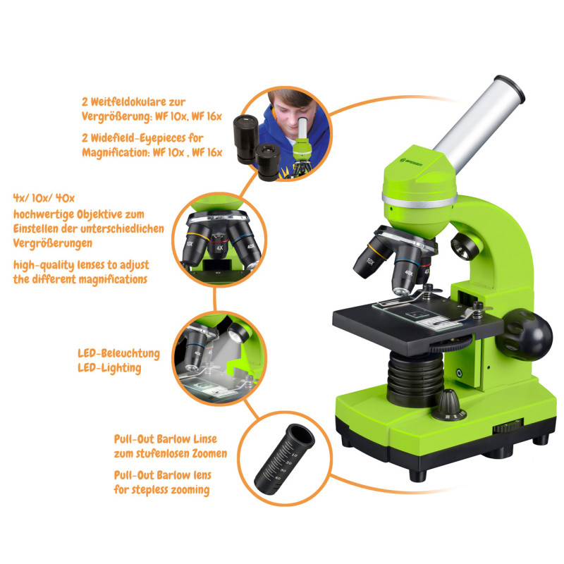 Мікроскоп Bresser Biolux SEL 40x-1600x Green із адаптером для смартфона (8855600B4K000)