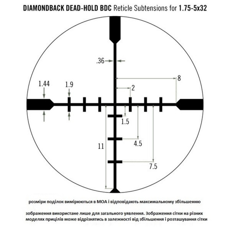 Приціл оптичний Vortex Diamondback 1.75-5x32 BDC (DBK-08-BDC)