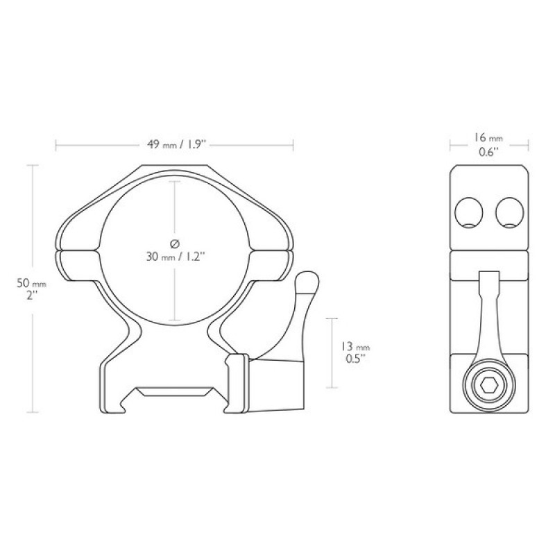 Кільця Hawke Precision Fast Release 30mm/Weaver/High (23017)