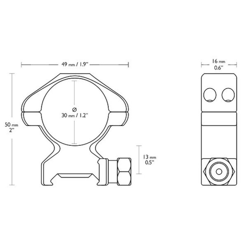 Кільця Hawke Precision 30mm/Weaver/High (23007)
