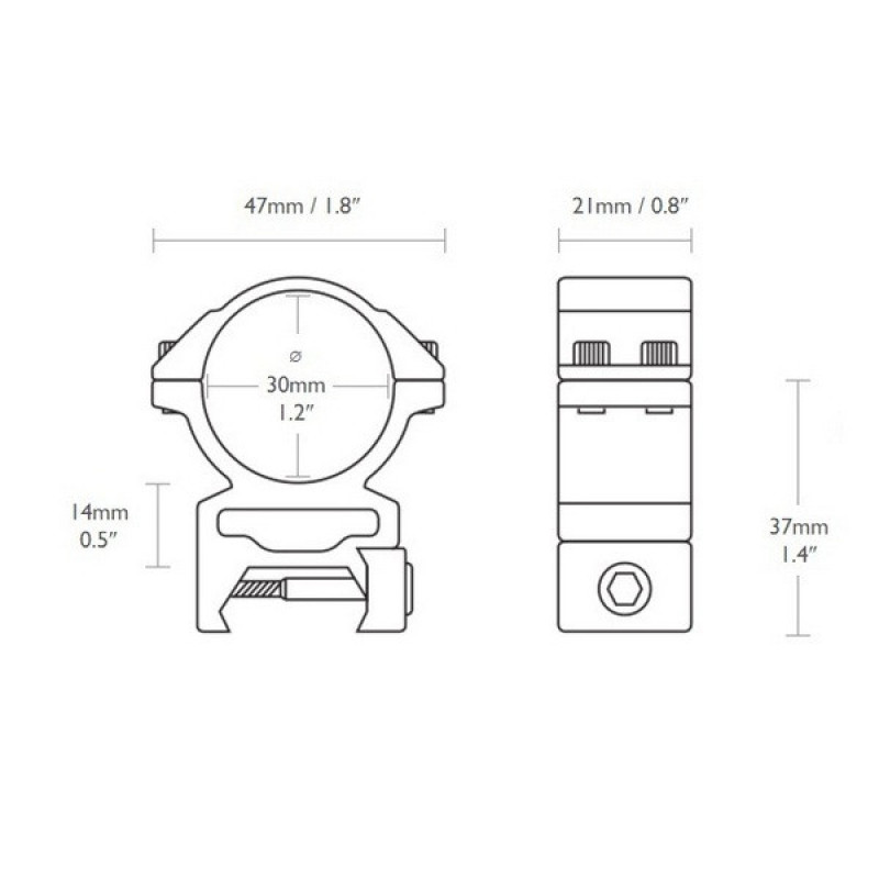 Кільця Hawke Reach Forward 30mm/Weaver/High extension 2