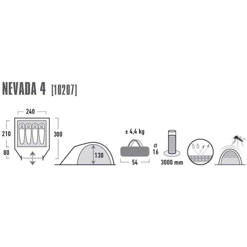 Палатка High Peak Nevada 4 Dark Grey/Red (10207)