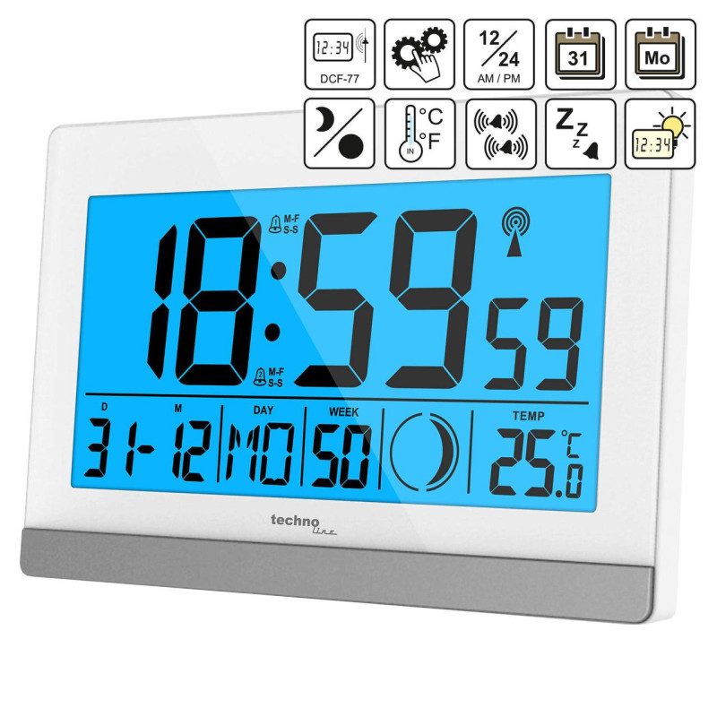 Годинник настільний Technoline WS8056 White/Silver (WS8056)