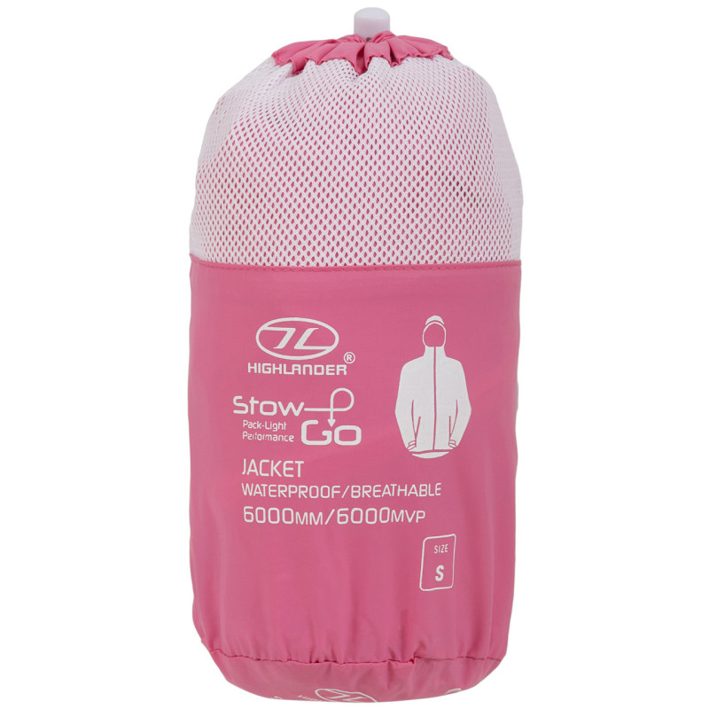 Жіноча вітровка Highlander Stow & Go Pack Away Rain Jacket 6000 mm Pink S (JAC077L-PK-S)