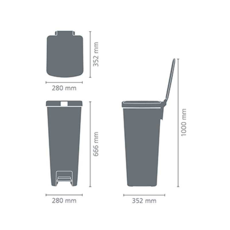 Сміттєвий бак Pedal Bin StepUp темно-сірий 40л 800023