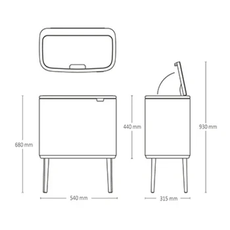 Бак для сміття 11+23 л чорний матовий Bo Touch Bin Brabantia