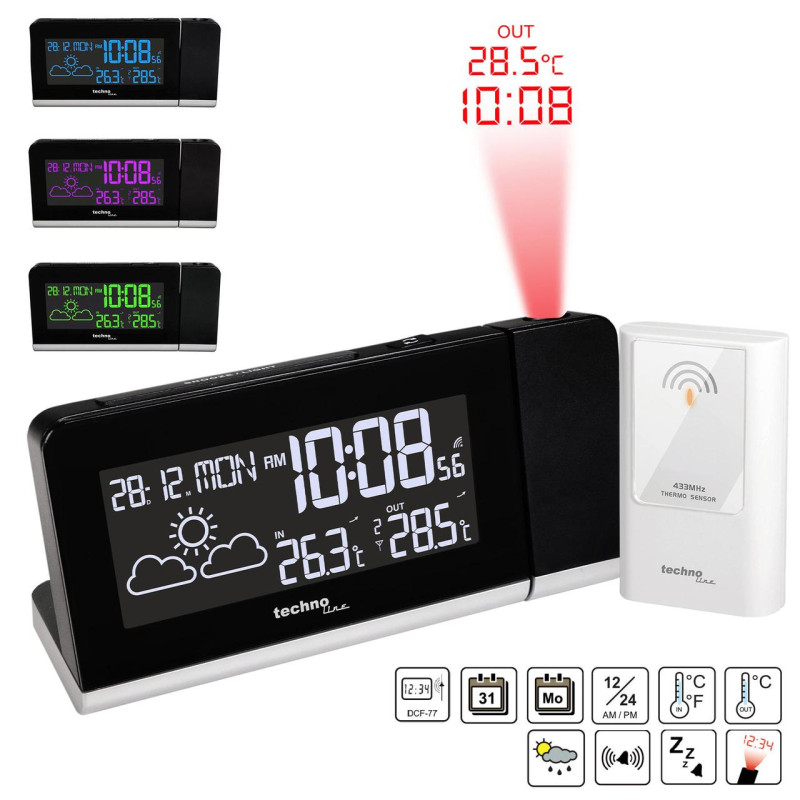 Часы проекционные Technoline WT539 Black (WT539)