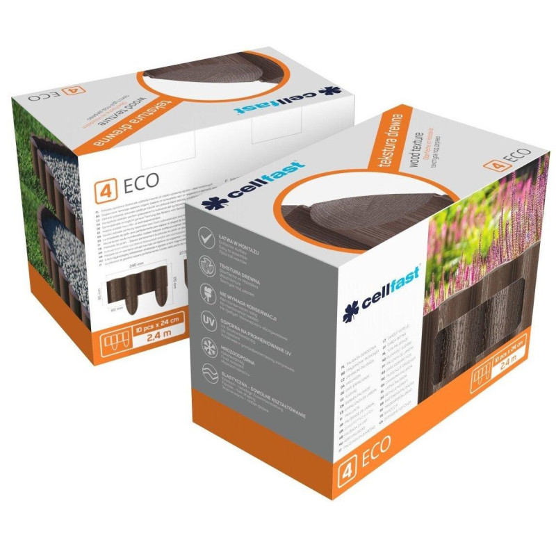 Газонна огорожа Cellfast ECO, 4 елементи, 2.4м, коричневий (34-031)