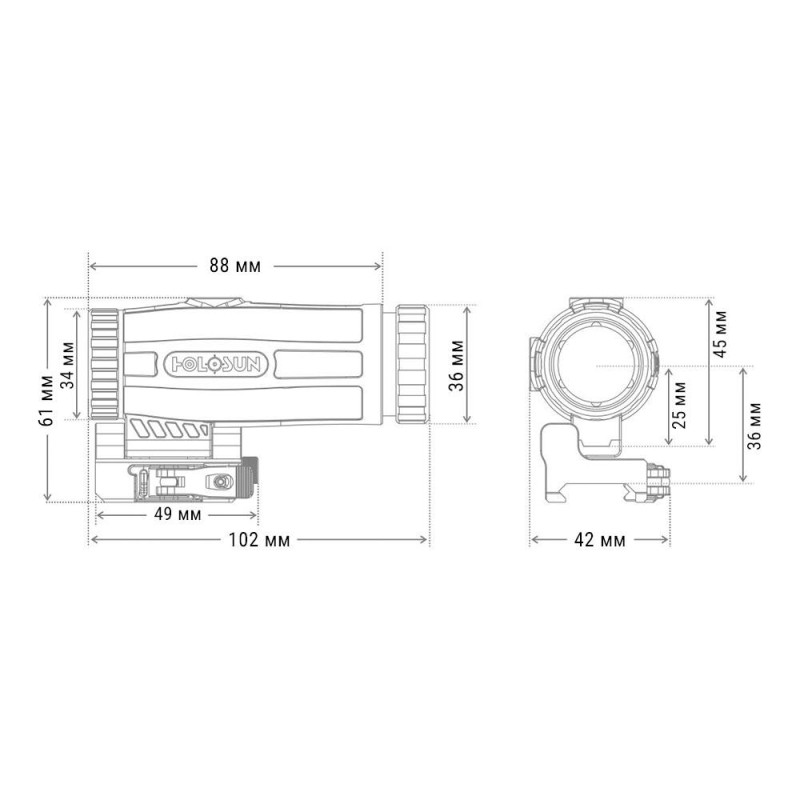 Увеличитель HOLOSUN HM3X 3x magnifier