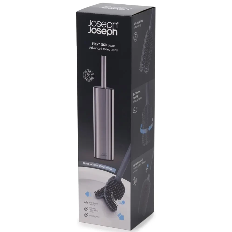 Йоржик для туалету силіконовий з підставкою Joseph Joseph Flex 360 Luxe Stainless Steel 70583