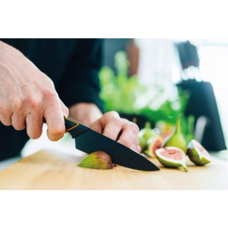 Кухонний ніж Fiskars EDGE Deba 12 см, рукоять чорна ABS пластик (1003096)