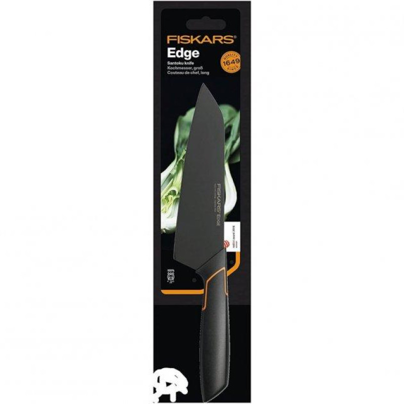Кухонний ніж Fiskars EDGE Santoku 17 см, рукоять чорна ABS пластик (1003097)