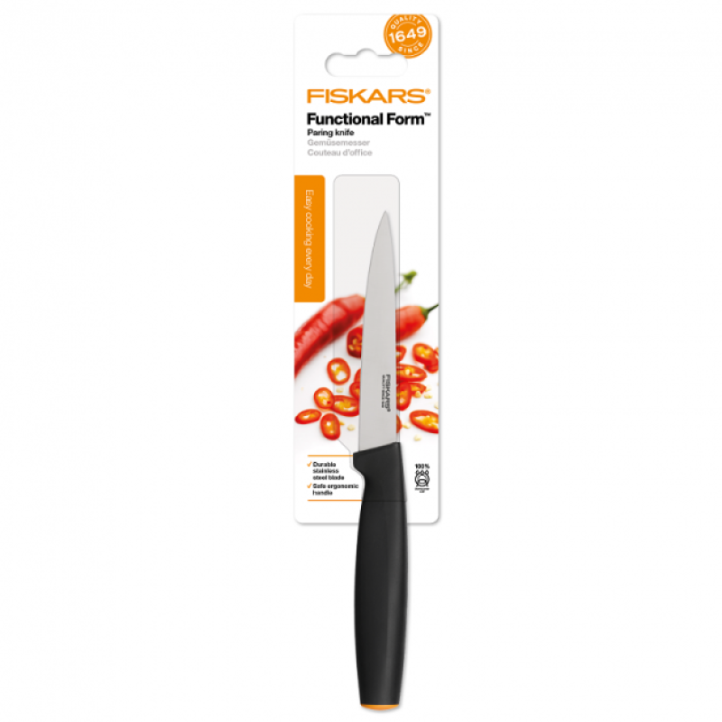 Кухонний ніж Fiskars Functional Form для коренеплодів 11 см, рукоять чорна сантопрен (1014205)