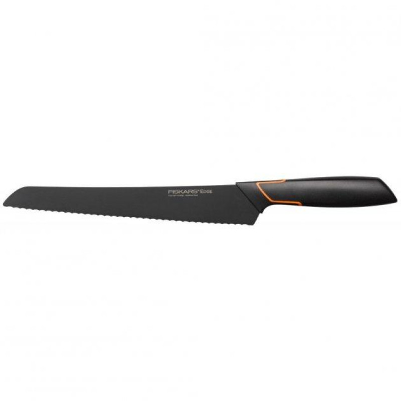 Кухонний ніж Fiskars EDGE для хліба, 23 см, рукоять чорна ABS пластик (1003093)