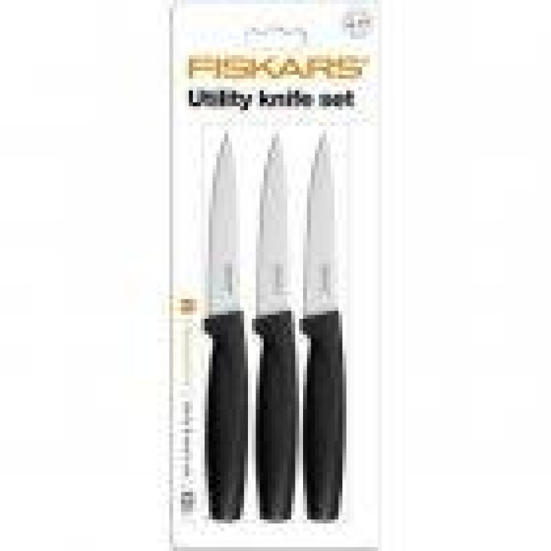 Набір ножів Fiskars Functional Form, 3 предмети, рукоять чорна сантопрен (1014276)