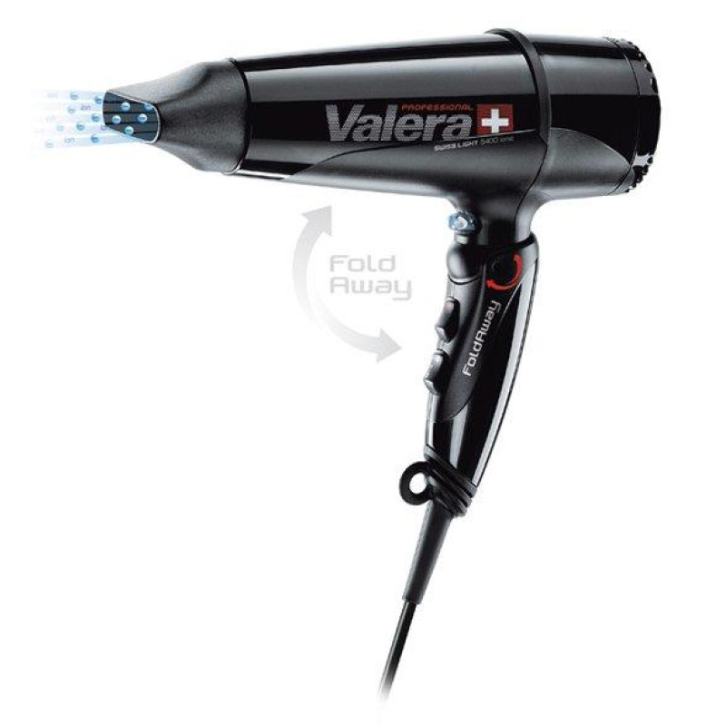 Фен професійний Valera Swiss Light 5400 FOLD AWAY Ionic Tourmaline, чорний, іонізація, екстра-легкий