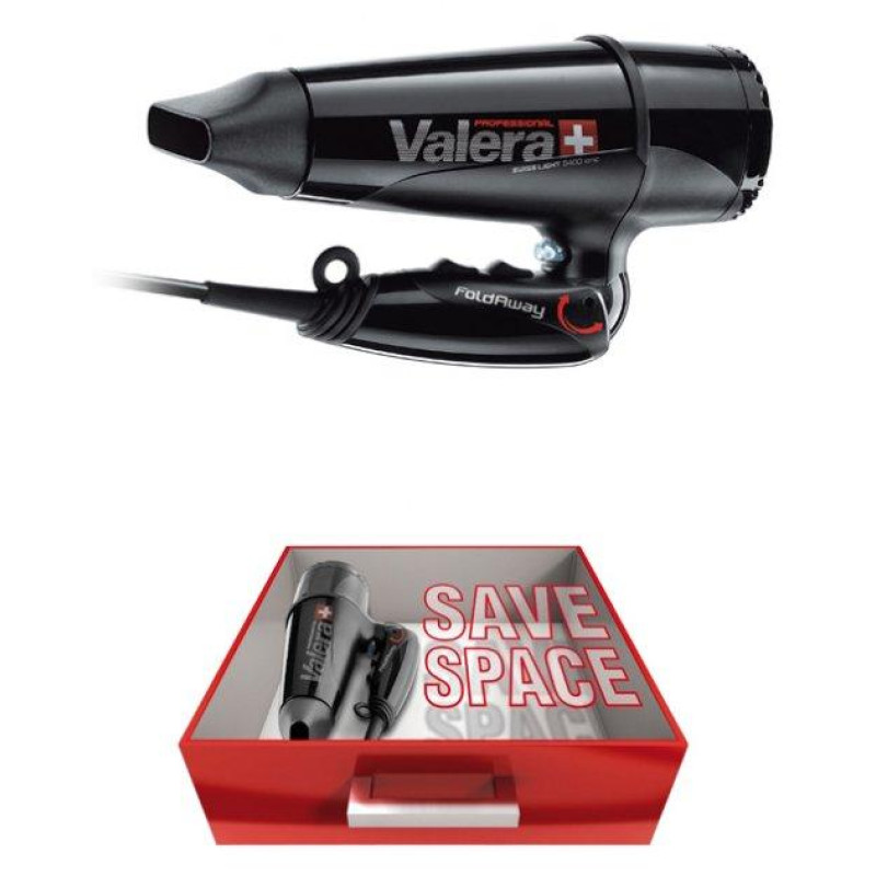 Фен професійний Valera Swiss Light 5400 FOLD AWAY Ionic Tourmaline, чорний, іонізація, екстра-легкий