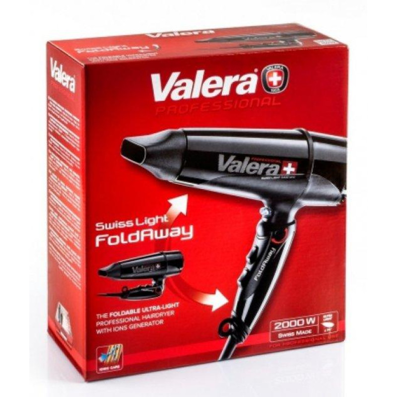 Фен професійний Valera Swiss Light 5400 FOLD AWAY Ionic Tourmaline, чорний, іонізація, екстра-легкий