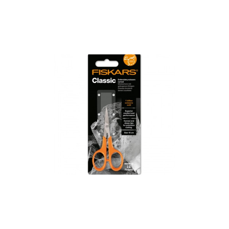 Портнівські ножиці Fiskars Classic для вишивання, 10 см, заокруглені, оранжеві (1005144)