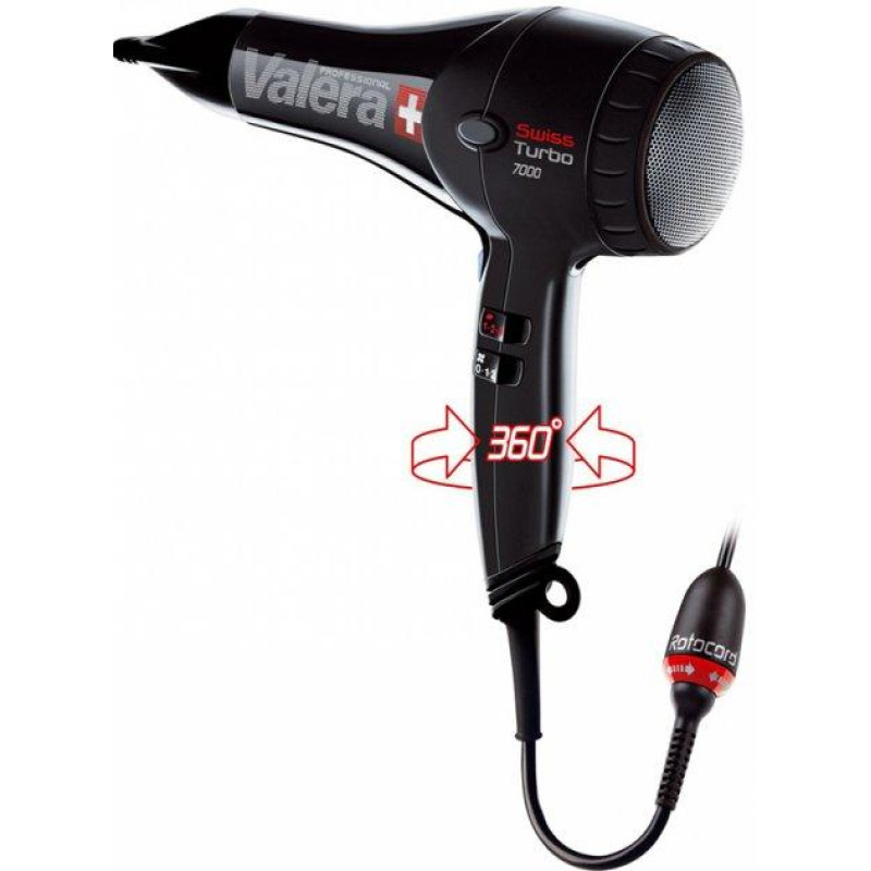 Фен профессиональный Valera Swiss Turbo 7000 Light ROTOCORD, черный, супер-мощный, экстра-легкий (ST7000RC)
