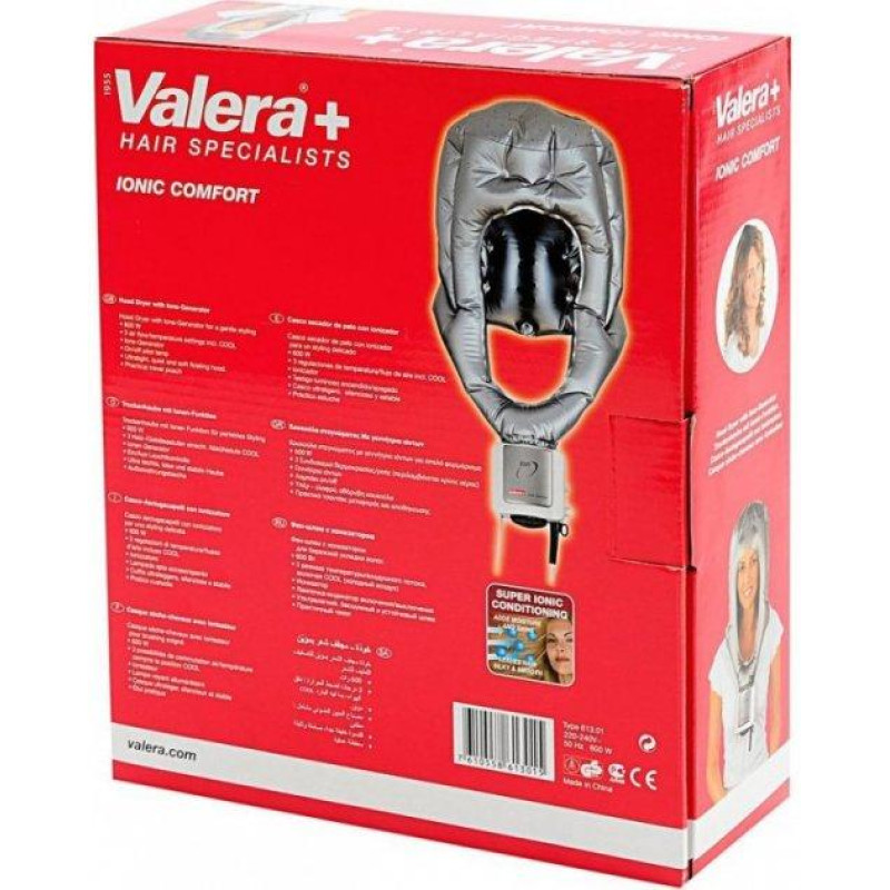 Фен-капюшон Valera Ionic Comfort, сірий, м'який, іонізація (613.01)