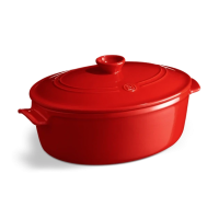 Кастрюля с крышкой овальная Emile Henry Cookware 6 л красная (344560)