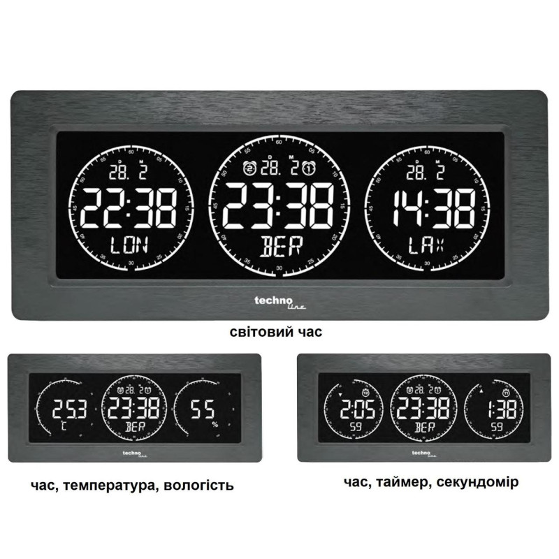Часы настольные Technoline WT458 Black (WT458)