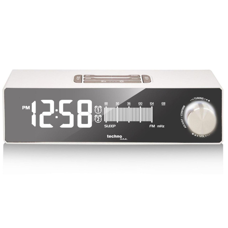 Годинник настільний з радіо Technoline WT483 White/Silver (WT483)