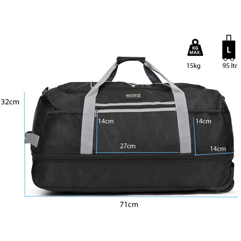Сумка дорожня на колесах TravelZ Wheelbag Doubleloader foldable black  (603096)