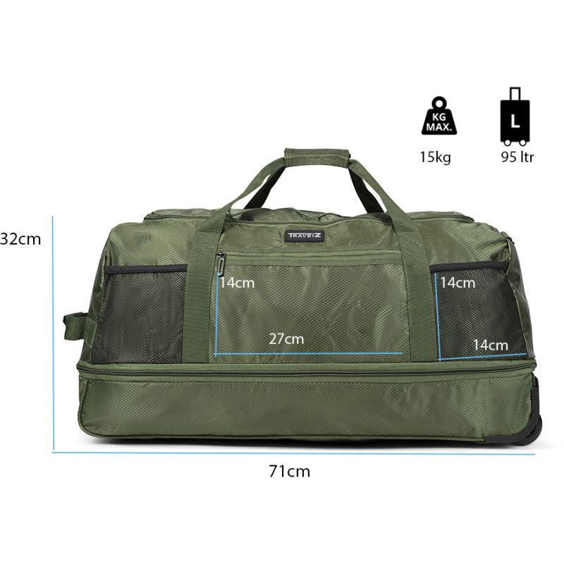 Сумка дорожня на колесах TravelZ Wheelbag Doubleloader foldable green  (603097)