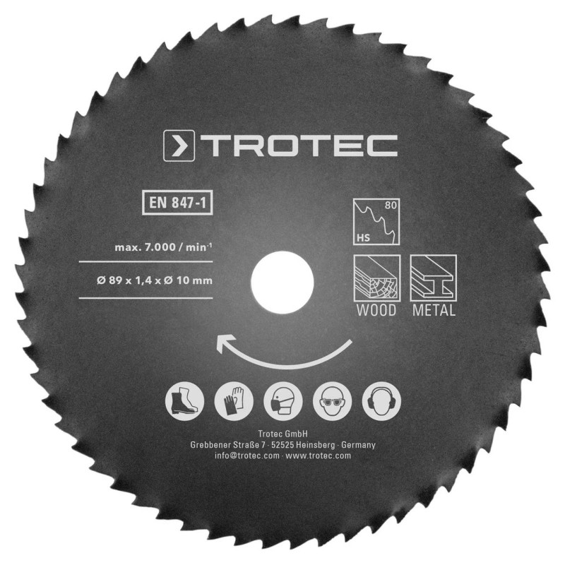 Набір пиляльних дисків Trotec 1 HSS 89х10х1,4 HS60/HS80 Metal (2 шт) (6215001301)