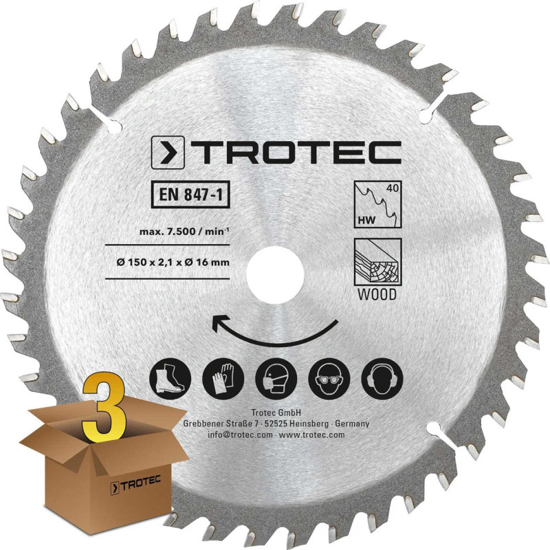 Диск пиляльний Trotec 150х16х2,1 HW40 Wood (3 шт) (6215001321)