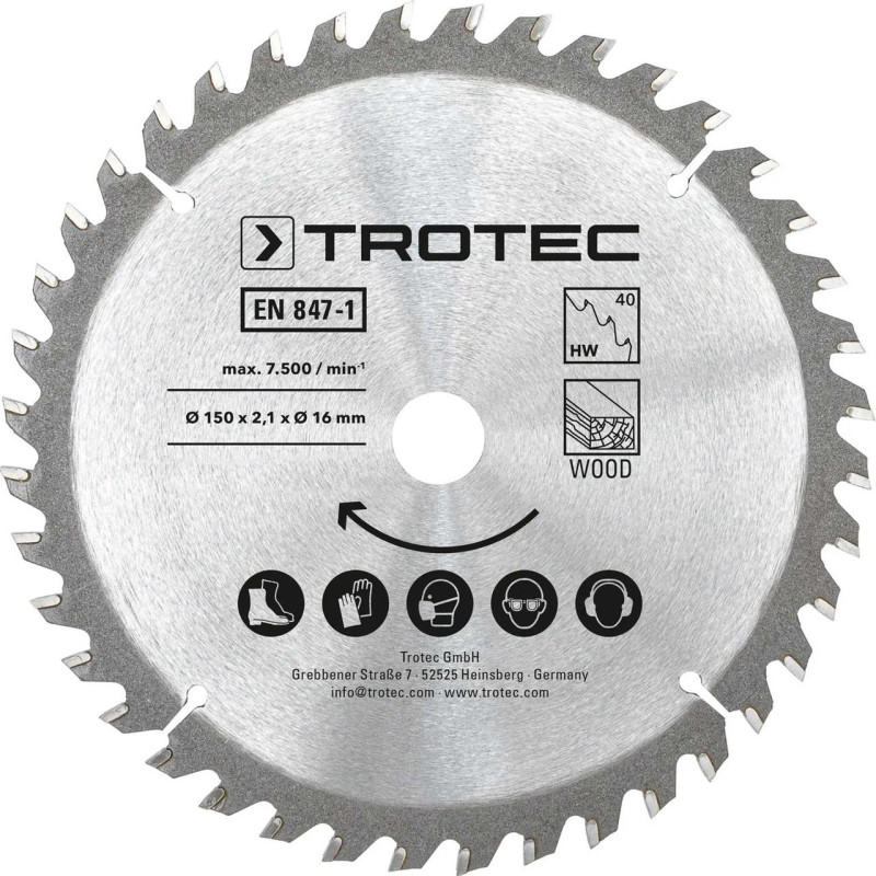 Диск пиляльний Trotec 150х16х2,1 HW40 Wood (3 шт) (6215001321)