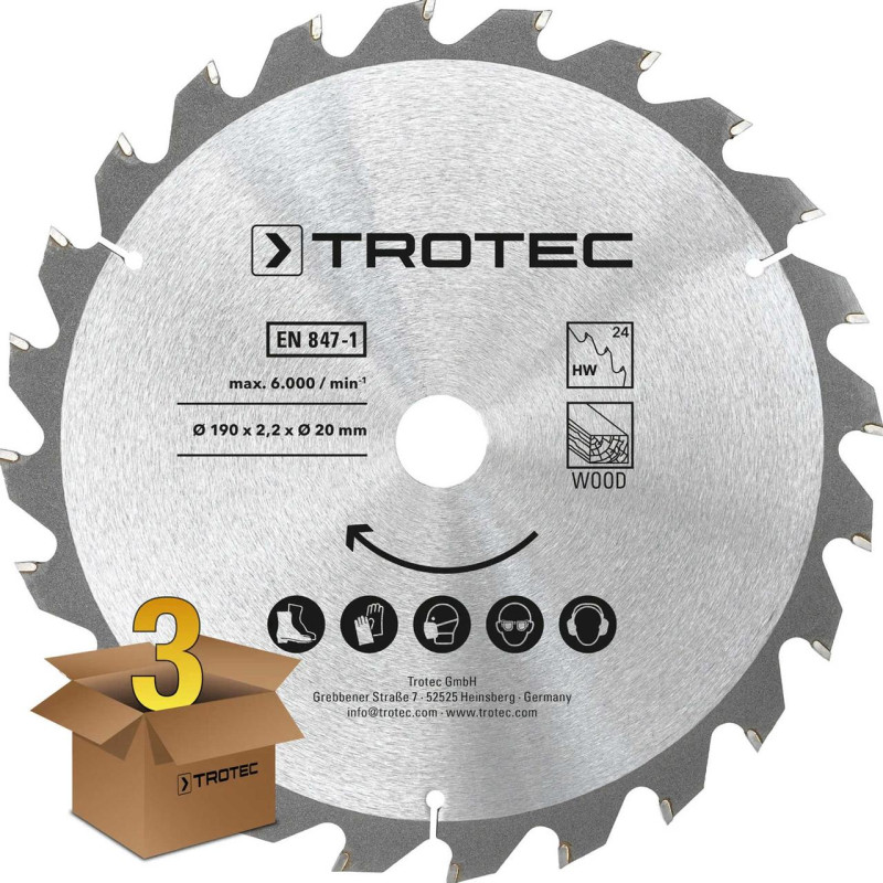 Диск пильный Trotec 190х20х2,2 HW24 Wood (3 шт) (6215001330)