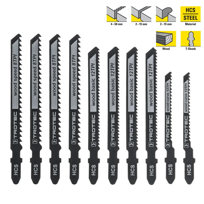 Набор пильных полотен для электролобзика Trotec 10 pieces Wood Set (6215001101)